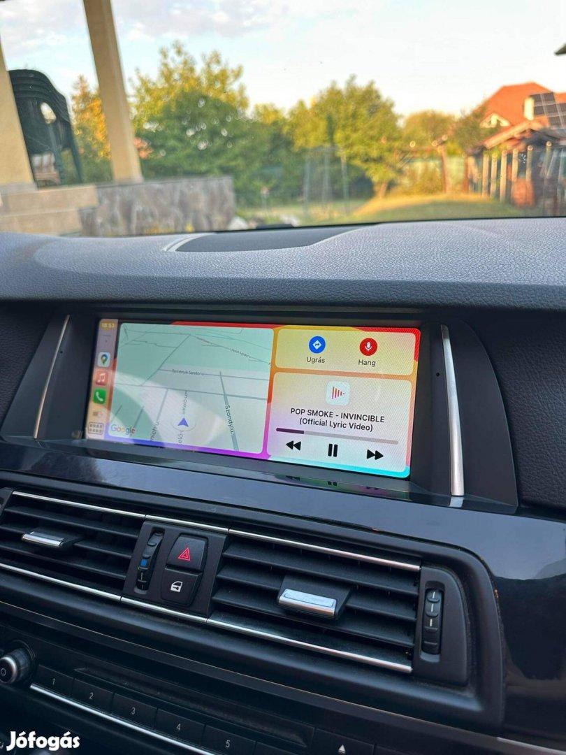 Bmw F10 F11 F széria carplay android auto kijelző nagy tolatókamera