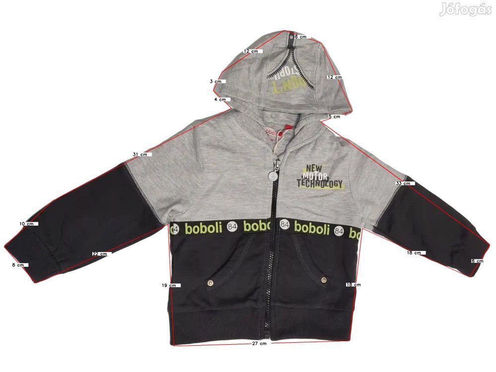 Boboli Új (címkés) Fiú Kapucnis pulóver (Méret: 80)