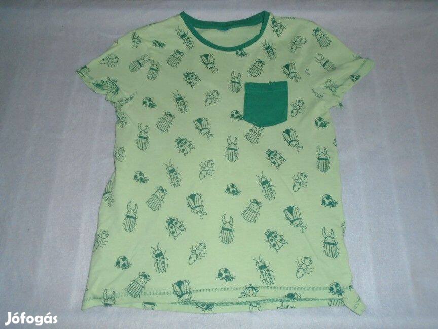 Bogár mintás zöld póló 8-9 évesre (méret 134)