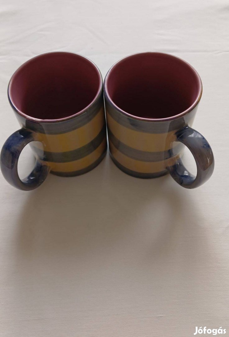 Bögre Kerámia csíkos bögre szett kávés teás
