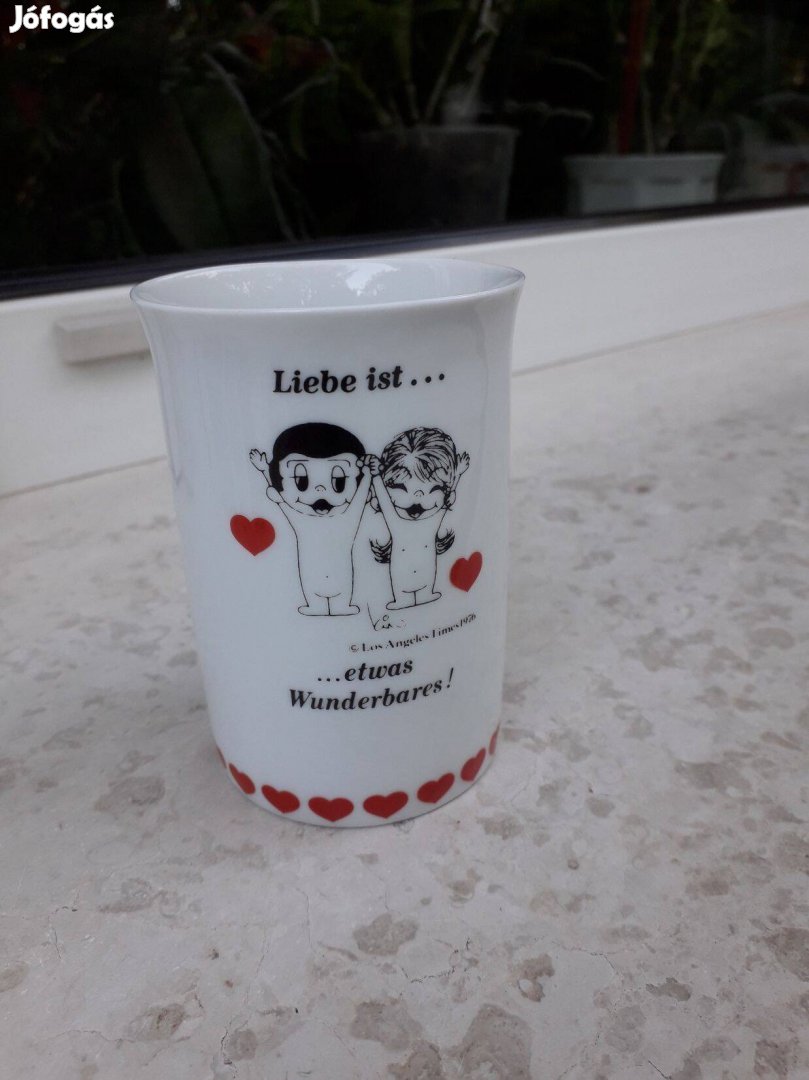 Bögre német felirattal, porcelán