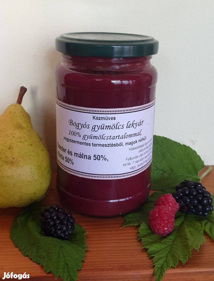 Bogyós gyümölcs lekvár körtével, 100% gyümölcs, kb. 3,5 dl, Újszegeden