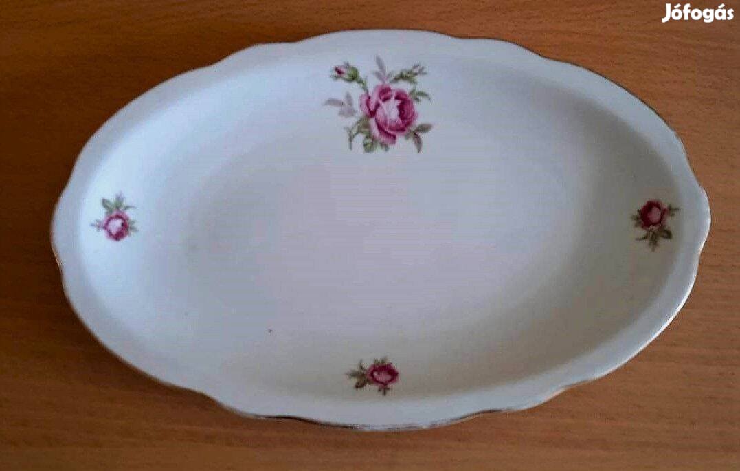 Bohémia Epiag cseh porcelán kínáló tál. Szép rózsamintával