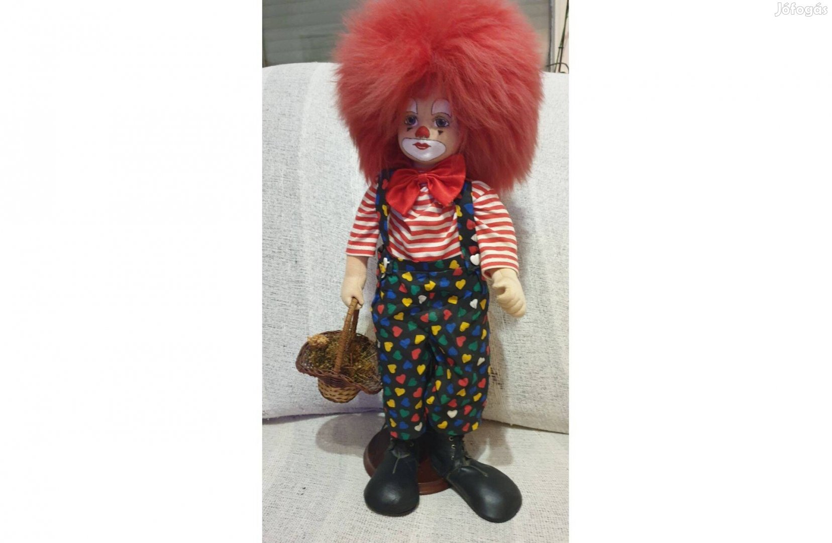 Bohóc - 50-52 cm-es kézműves, gyönyörű , nagy, piroshajú