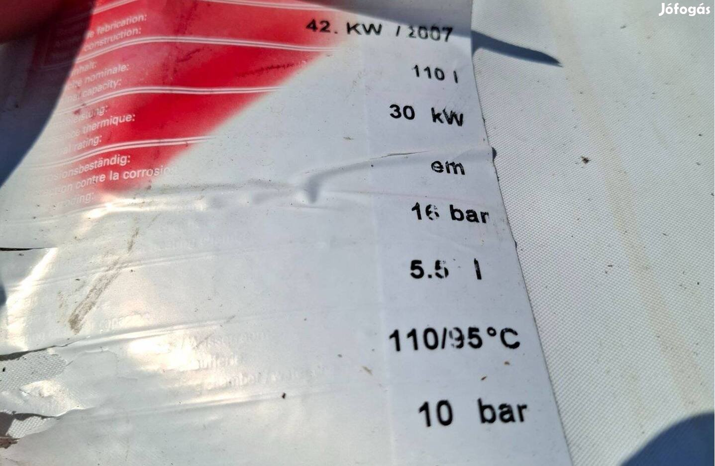 Bojler 110L-es gázkazánhoz