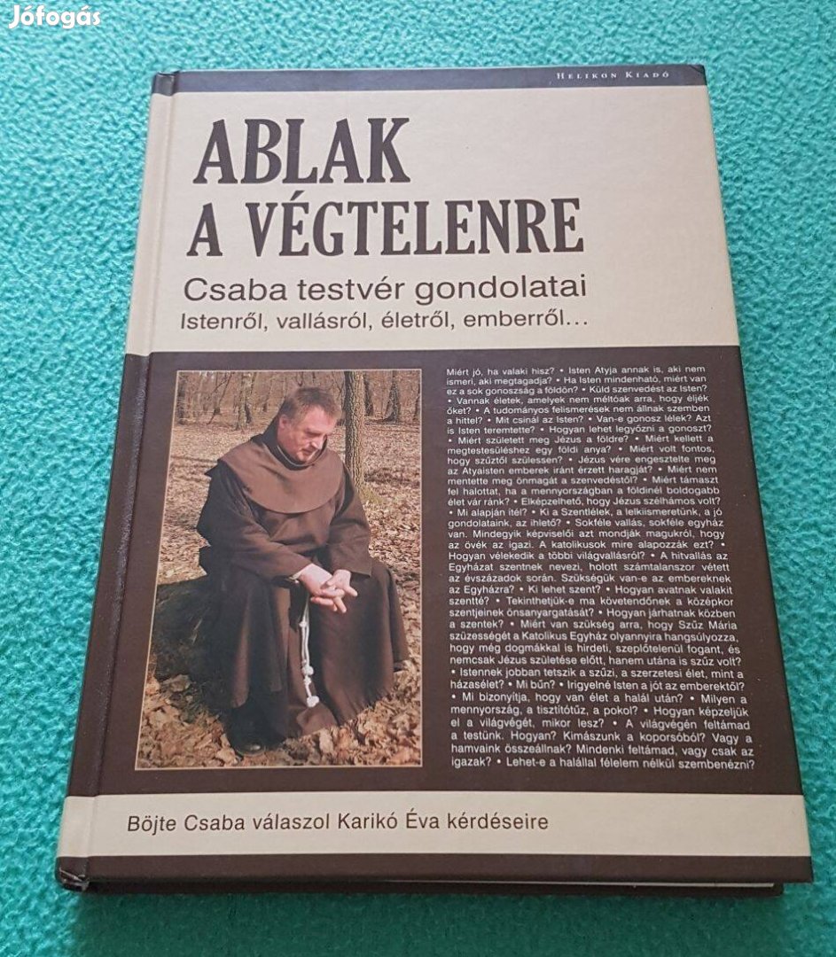 Böjte Csaba - Karikó Éva: Ablak a végtelenre könyv (Helikon Kiadó)