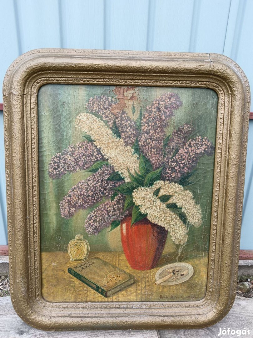 Bolvári Alajos festmény , biedermeier keretben
