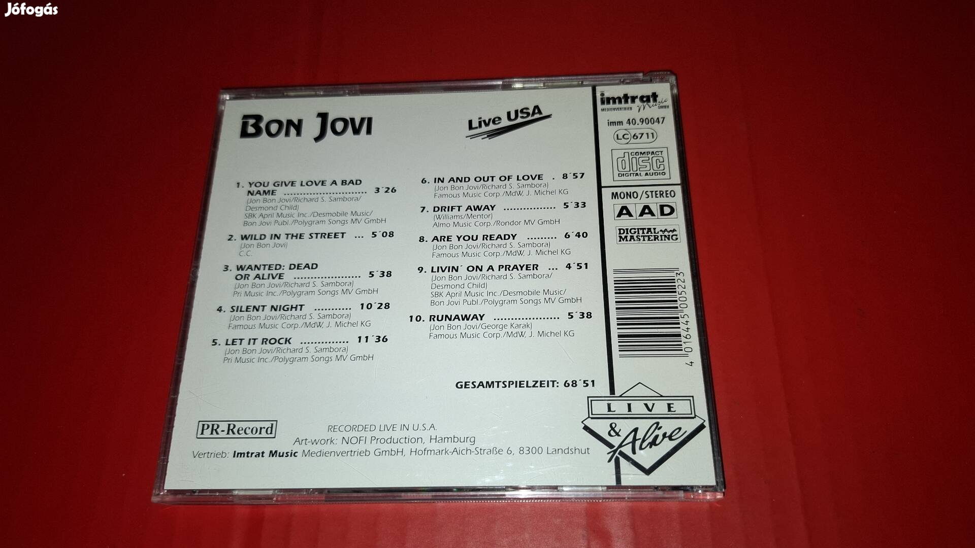 Bon Jovi Live USA Cd Unofficial