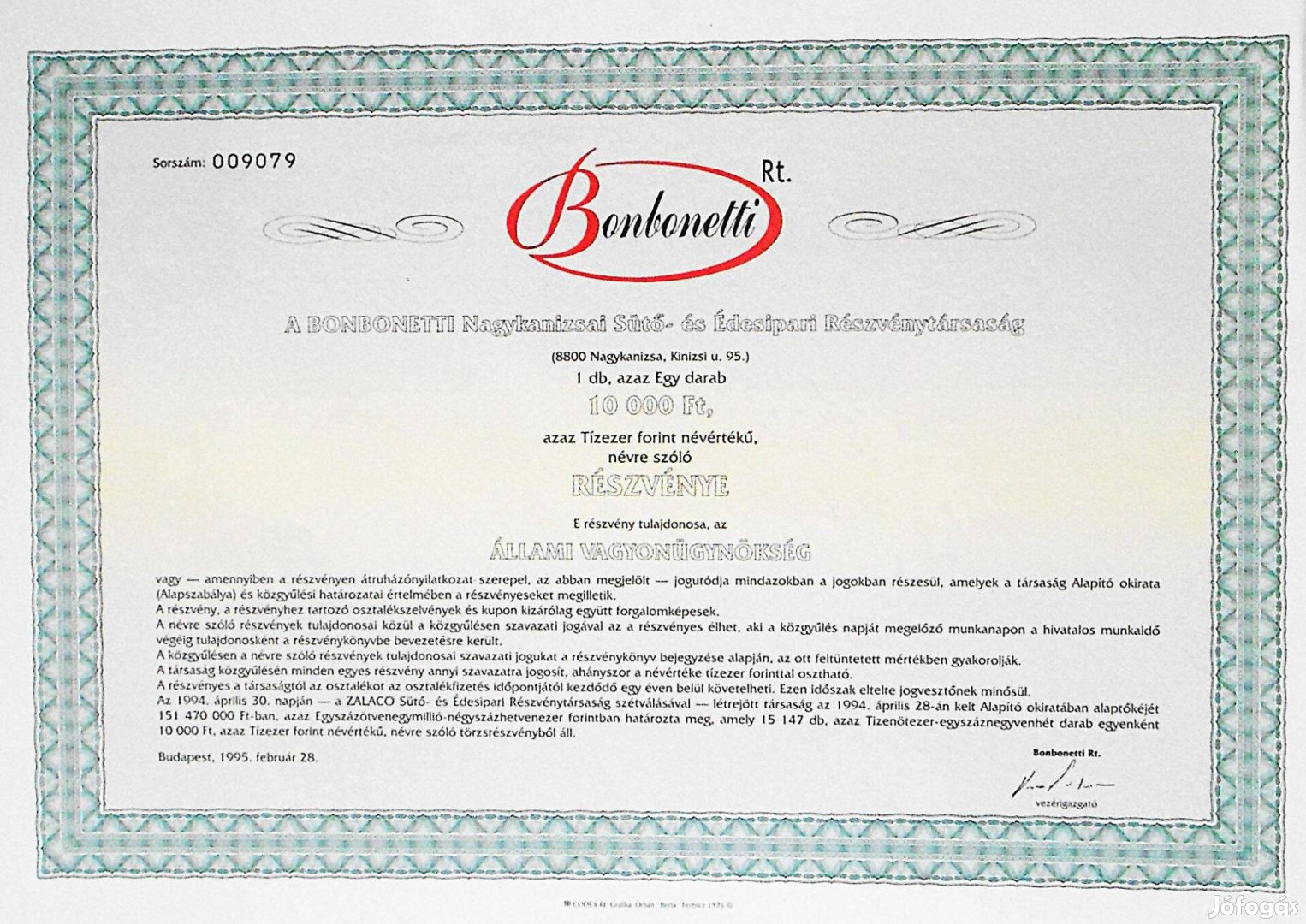 Bonbonetti Rt részvény