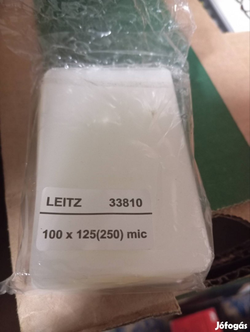Bontott kb. 80 db Leitz 54*86 250 mic névjegykártya méretű fólia