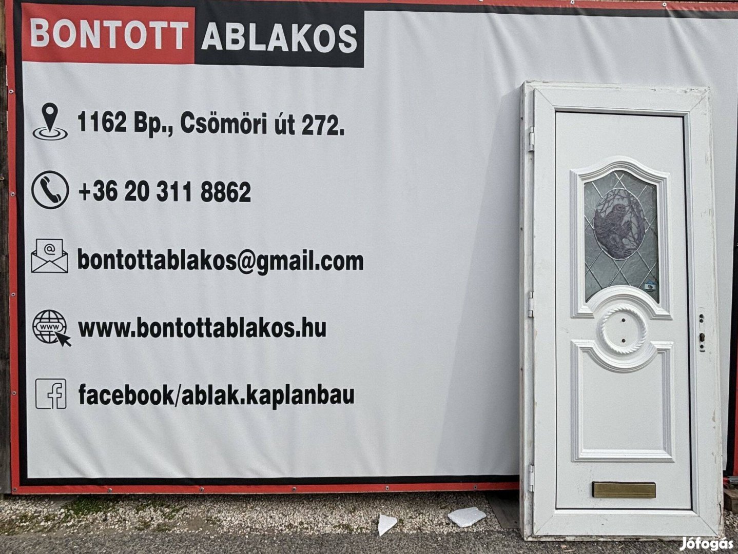 Bontott műanyag bejárati ajtó 94x216 cm bagoly mintával