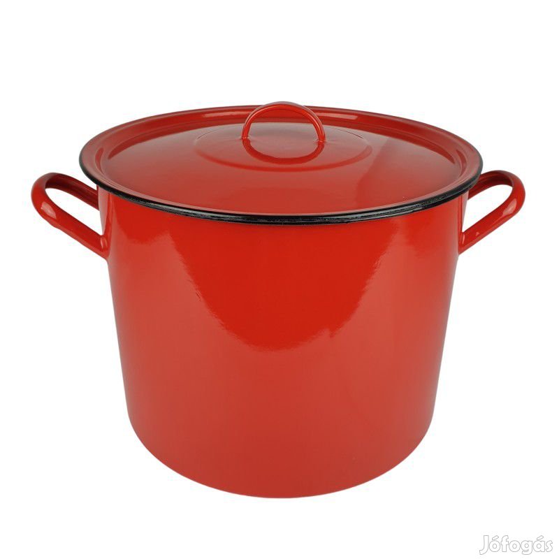 Bonyhádi zománcozott nagy konyhai piros fazék 34 cm