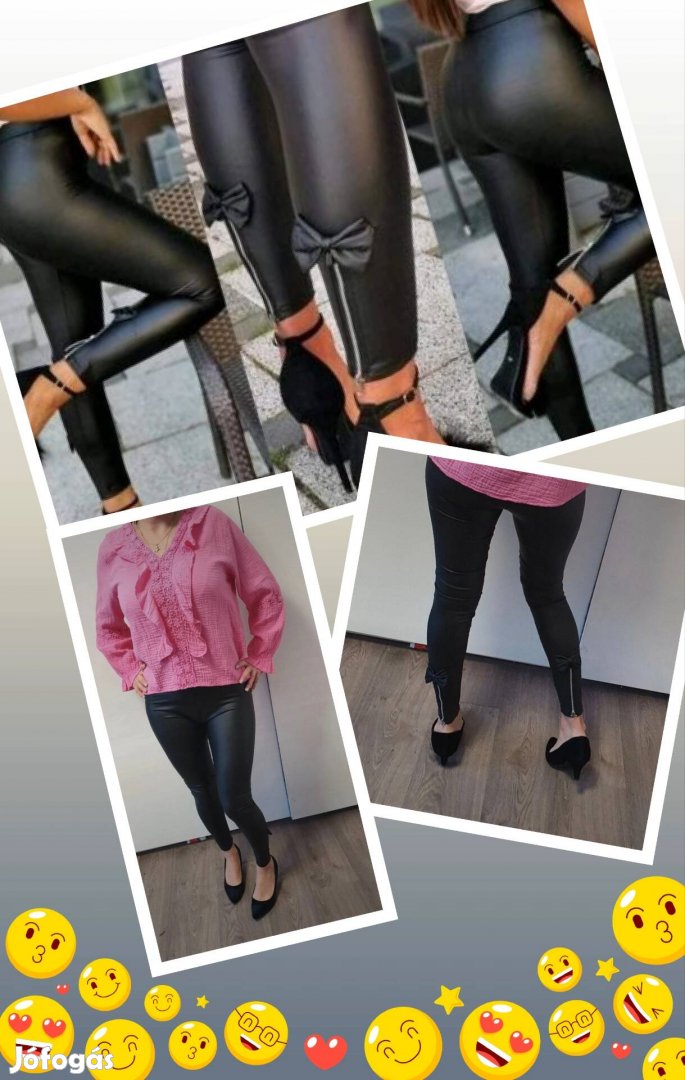 Bőr bélelt  leggings címkés