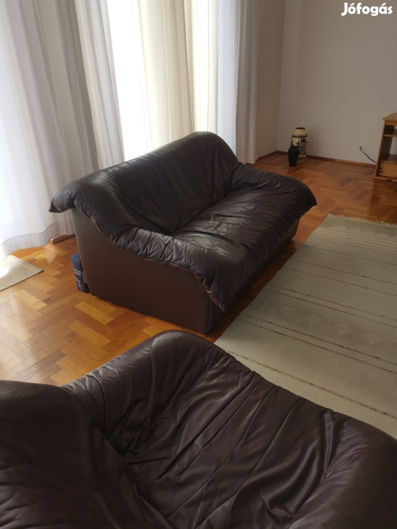Bőr úlőgarnitúra 2+1+1 Padlizsán szín marhabőr