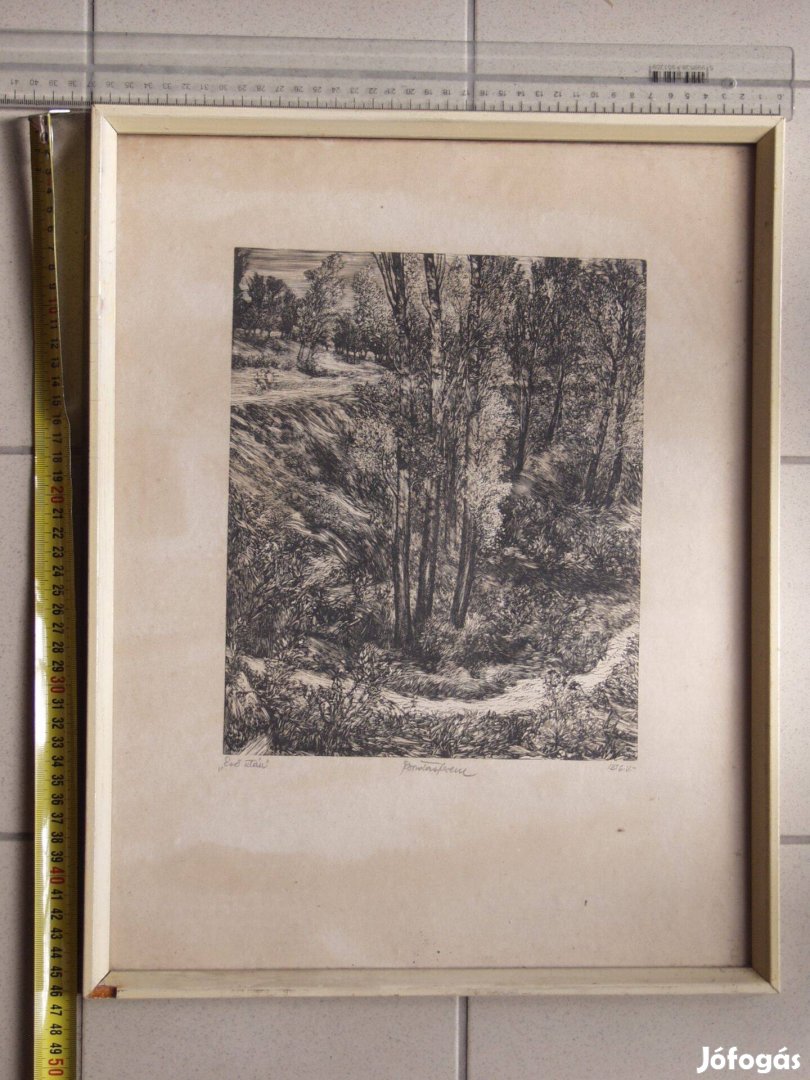 Bordás Ferenc 1911-1982 Eső után c. nagyméretű fametszete