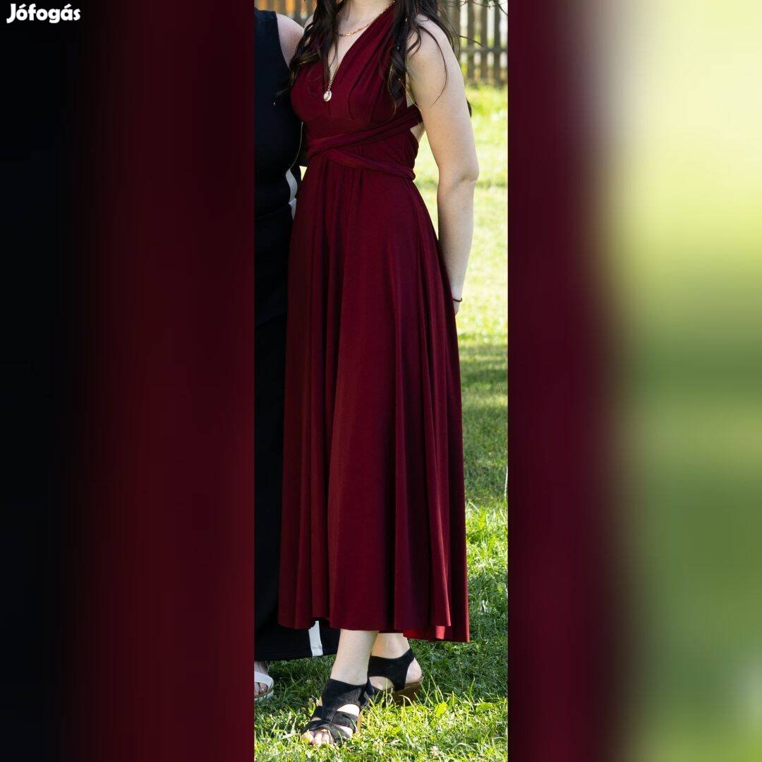 Bordó Infinity Ruha, Koszorúslány ruha, Elegáns Alkalmi hosszú ruha