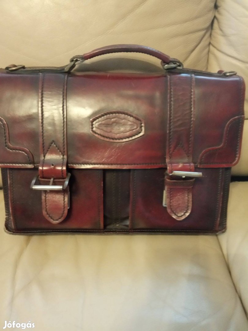 Bordó bőr aktatáska női táska marhabőr laptop táska