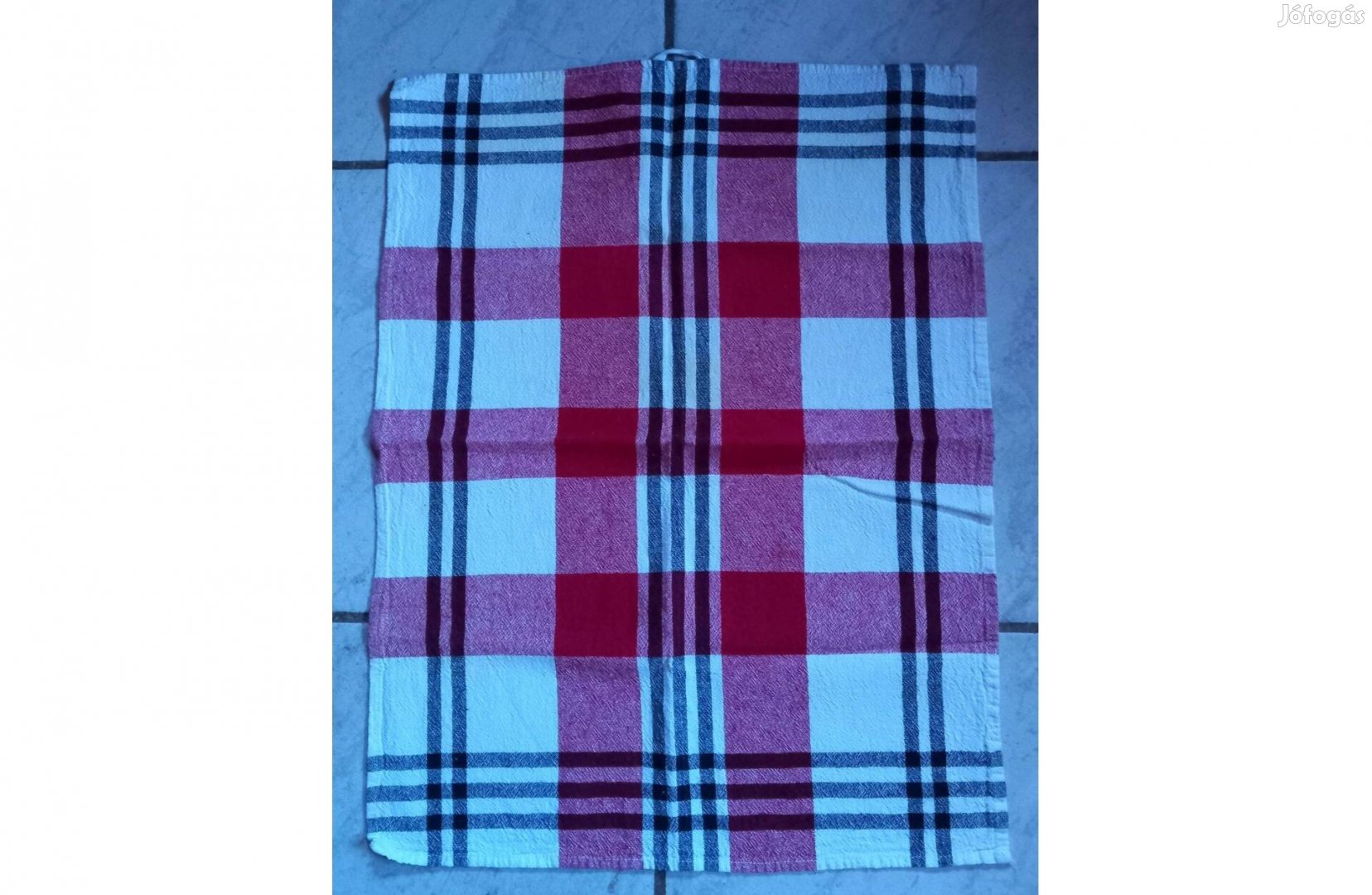 Bordó kockás pamut konyharuha 60 x 46 cm - Új