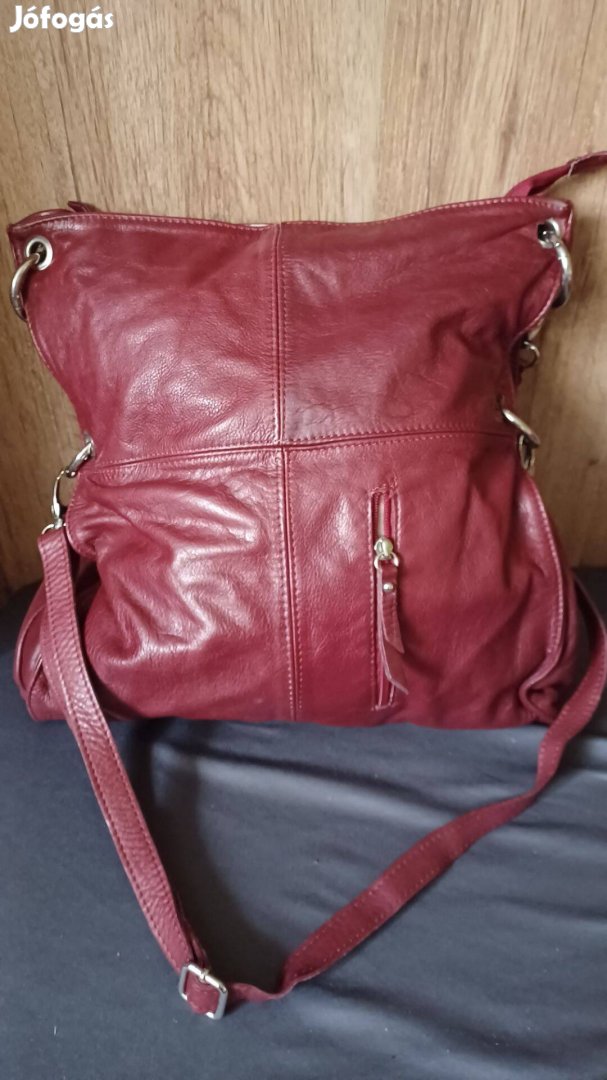 Bordó nagyméretű női bőr táska