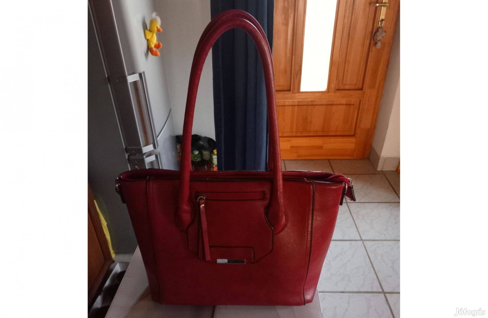 Bordó piros elegáns női táska 3 részes, 7 fakkos, 38 x 29 cm - Új