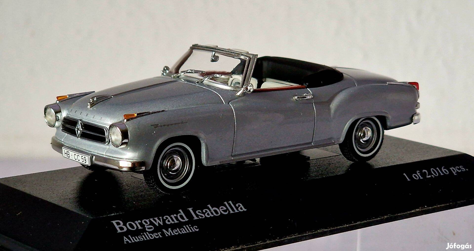 Borgward Isabella cabriolet 1:43 méretarányú Minichamps modellautó