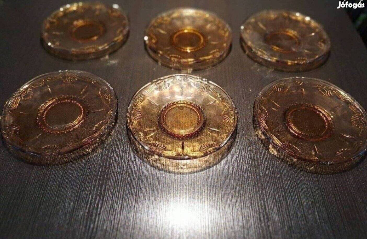 Borostyán színű desszertes tányér készlet