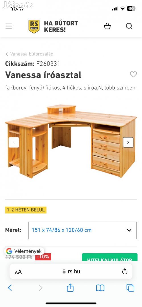 Borovi fenyő L alakú íróasztal