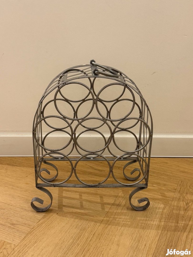 Bortartó, ezüst színű, fém anyagú, 8 palackos