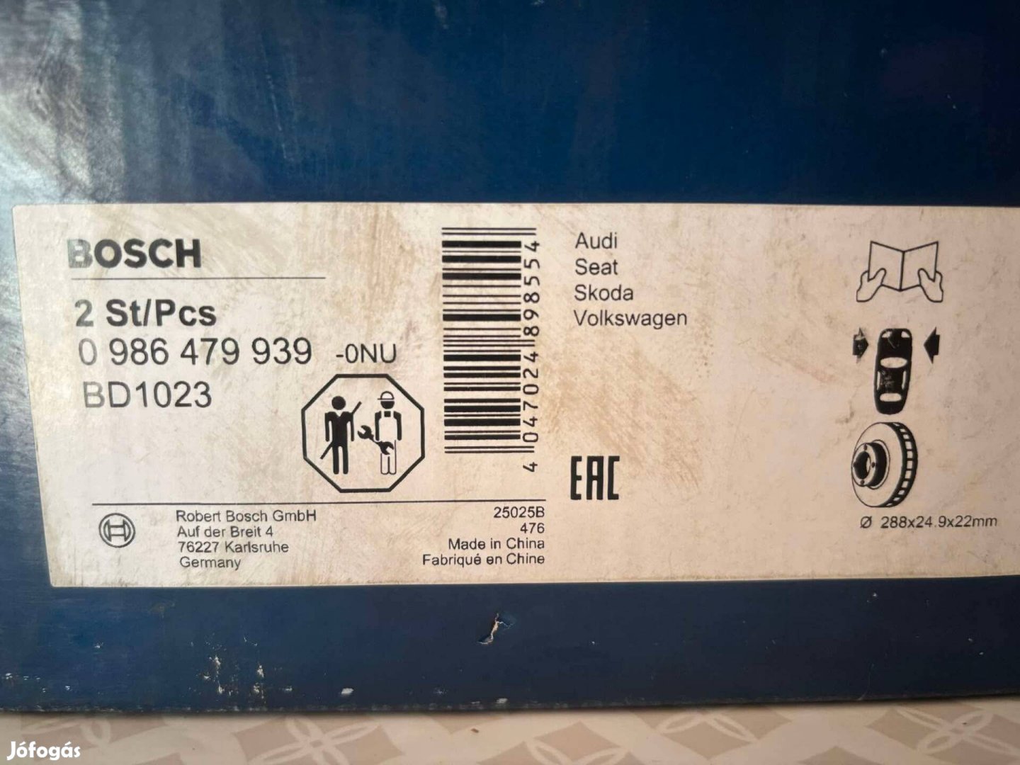 Bosch 0 986 479 939 féktárcsák 2 db 