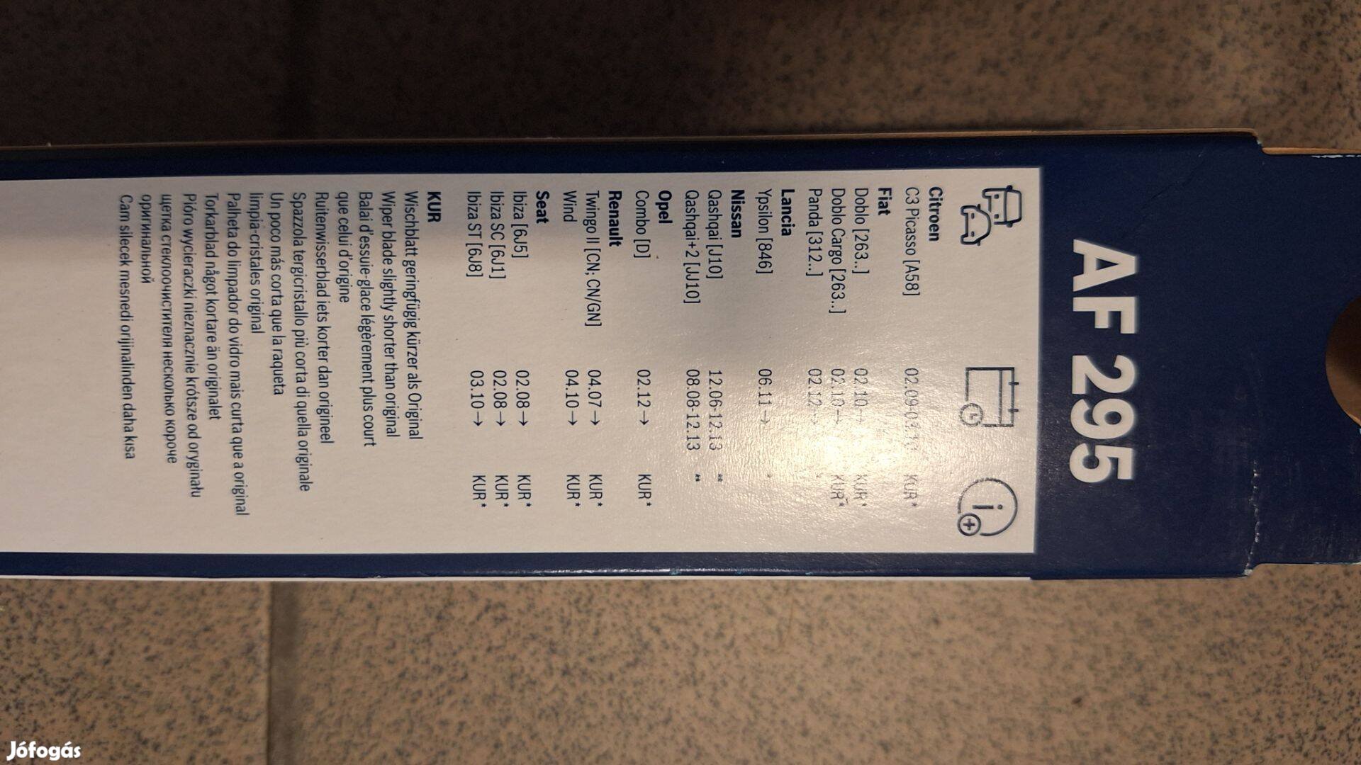 Bosch AF 295 ablaktörlö lapát