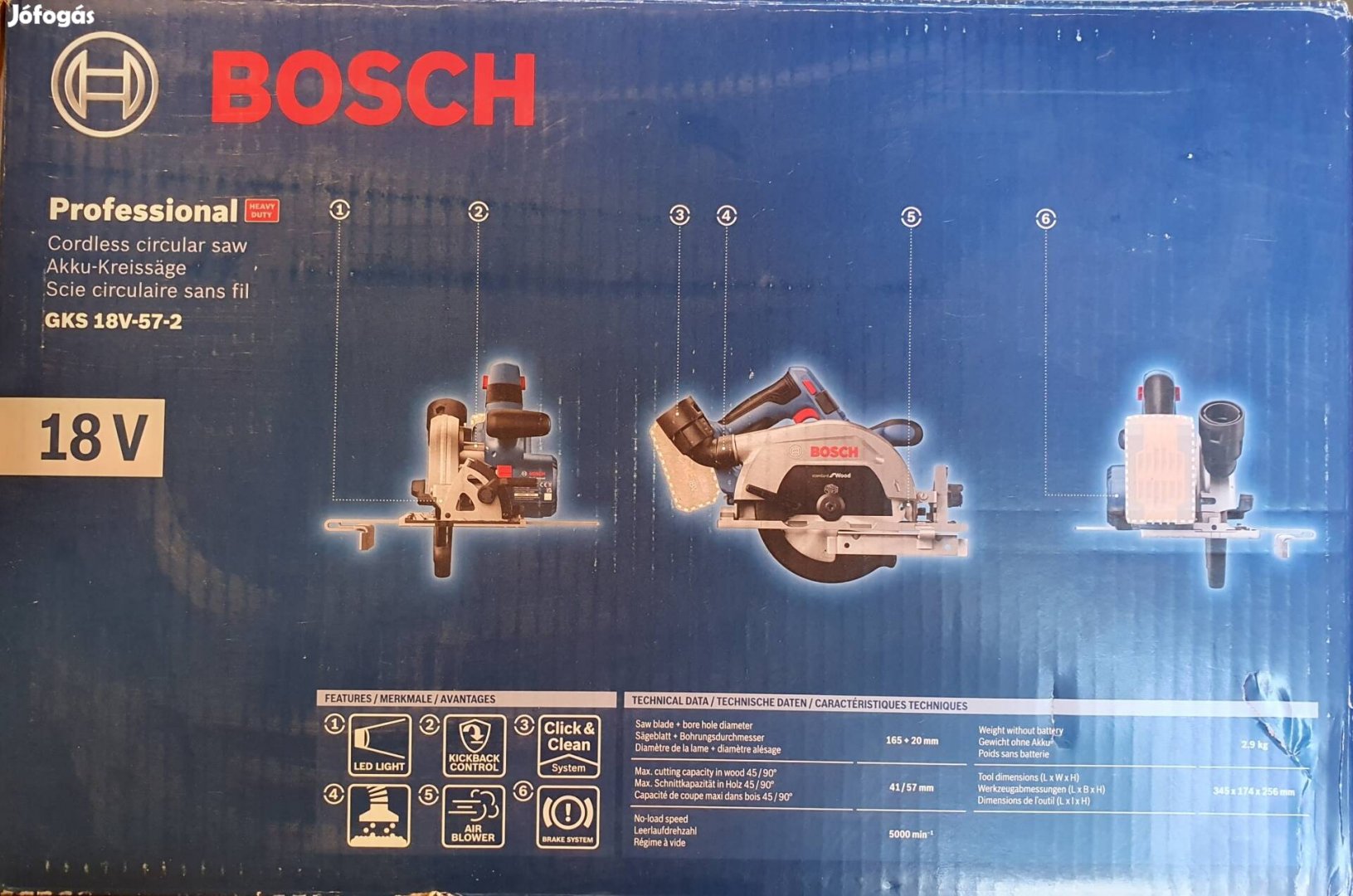 Bosch GKS 18V-57-2  Akkus kézi körfűrész/új