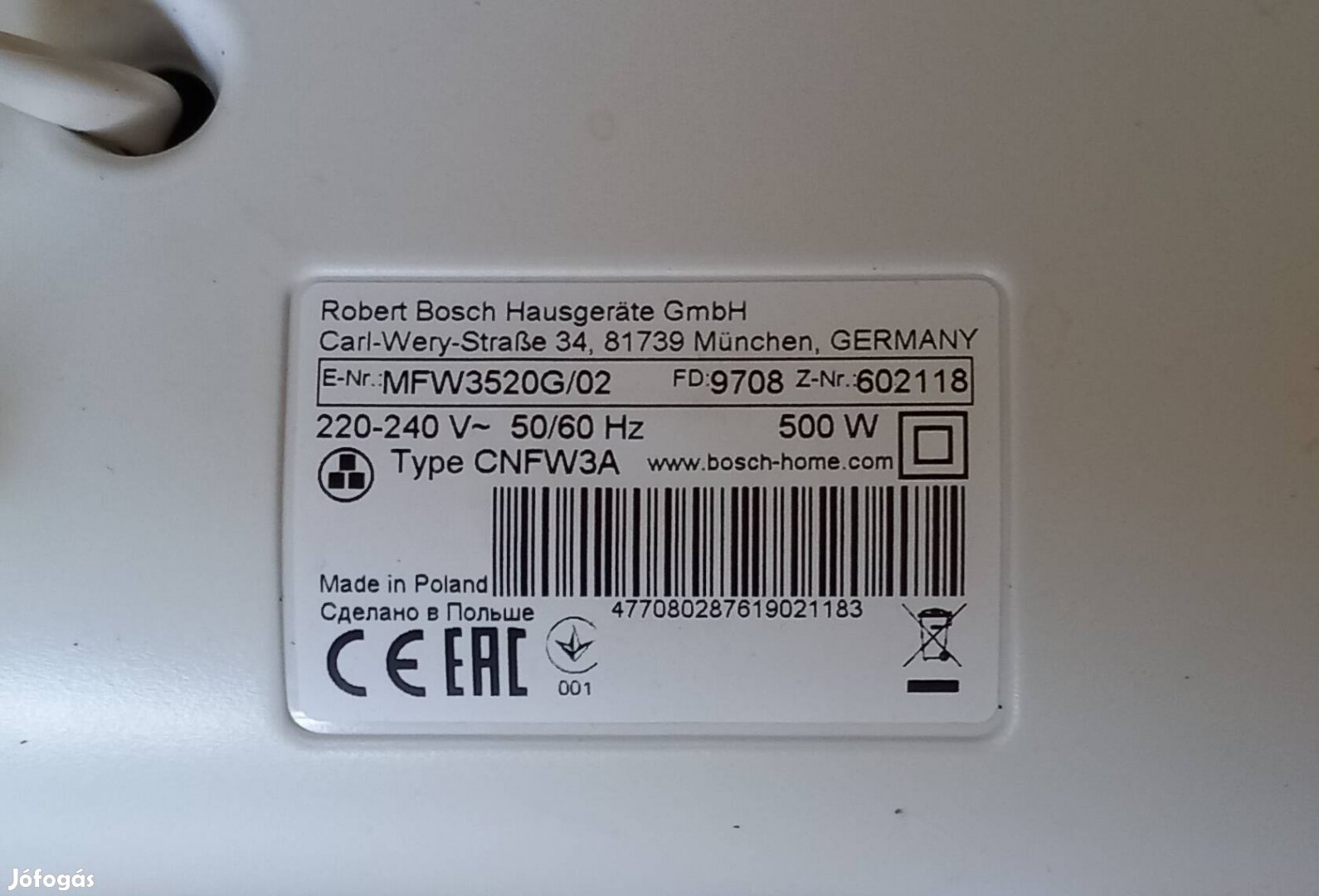 Bosch elektromos húsdadáló