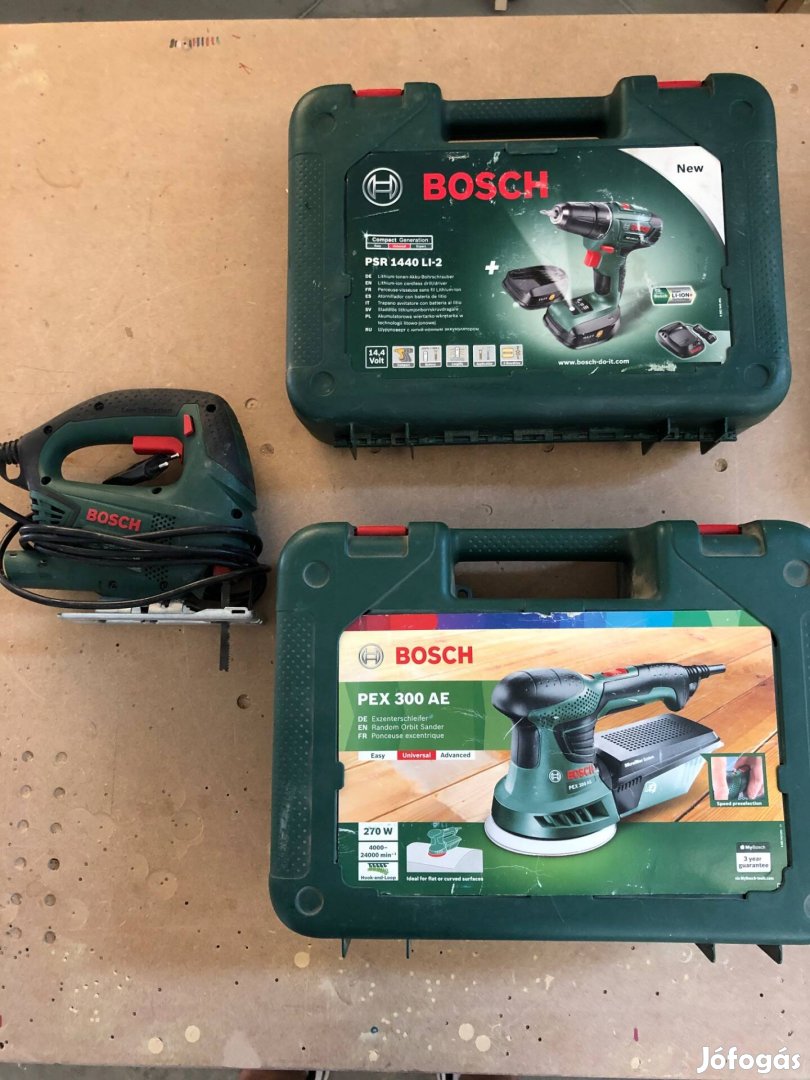 Bosch szerszámgép csomag excentercsiszoló csavarbehajtó dekopírfűrész