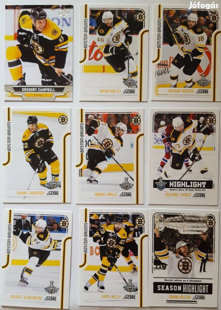 Boston Bruins NHL kártyák Marchand Chara Bourque, stb