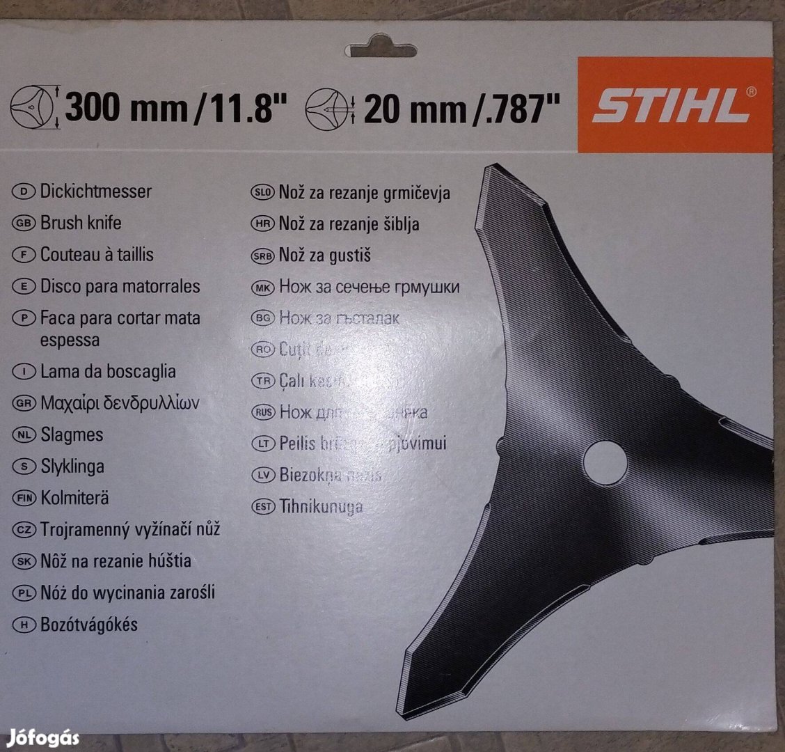 Bozótvágó kés 3 élű Stihl (300x20) - Új!!! Bontatlan