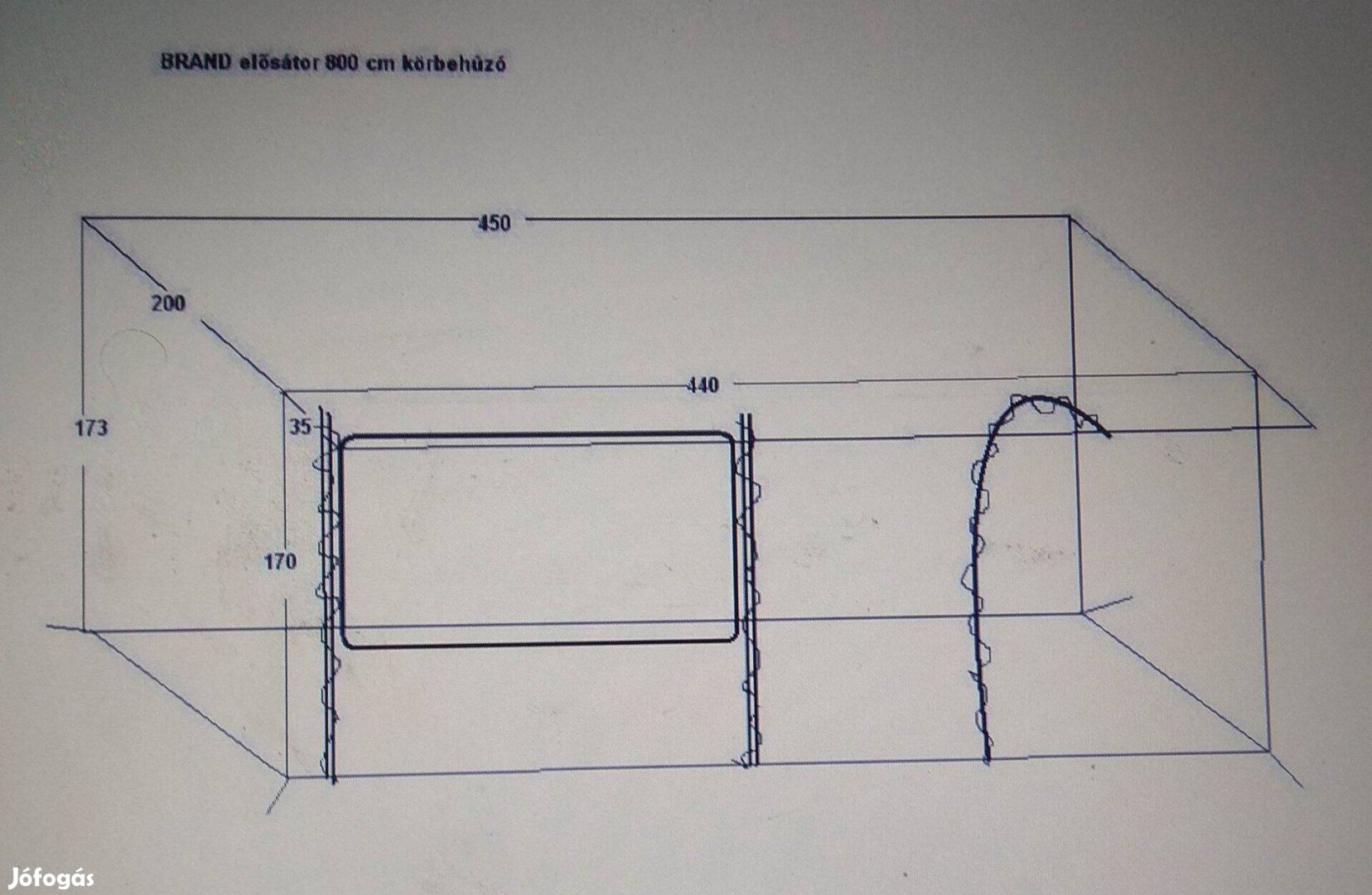 Brand elősátor kb 4,5 m lakókocsihoz Zöld színű régebbi darab,csővázza