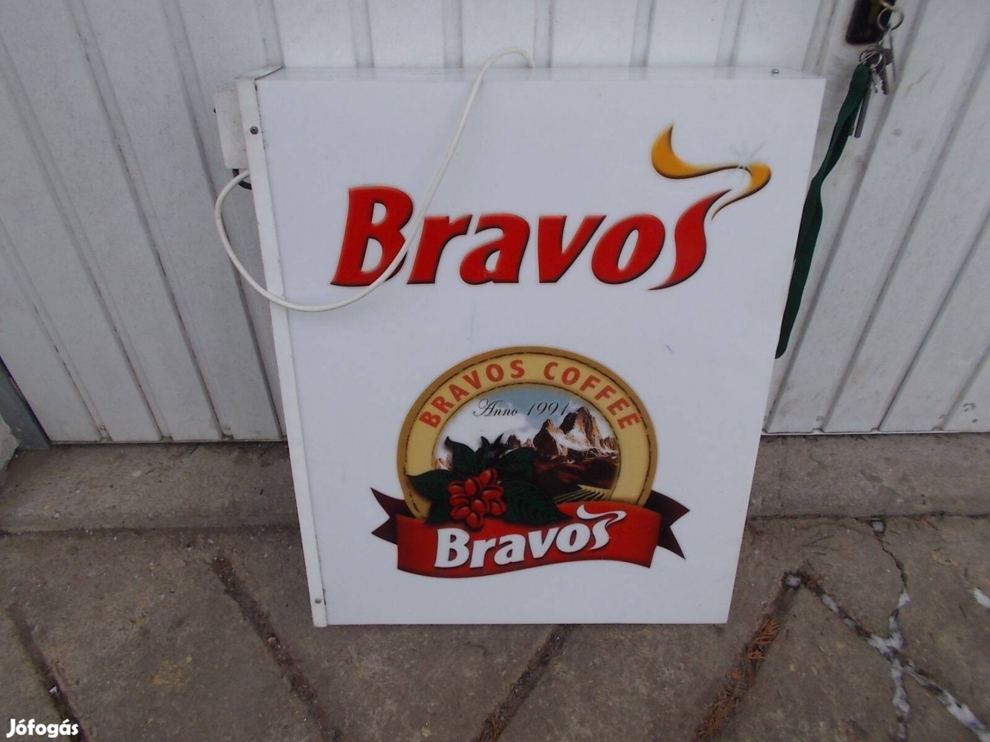 Bravos kávés retro világitó reklámtábla 2 oldalas működik gls is