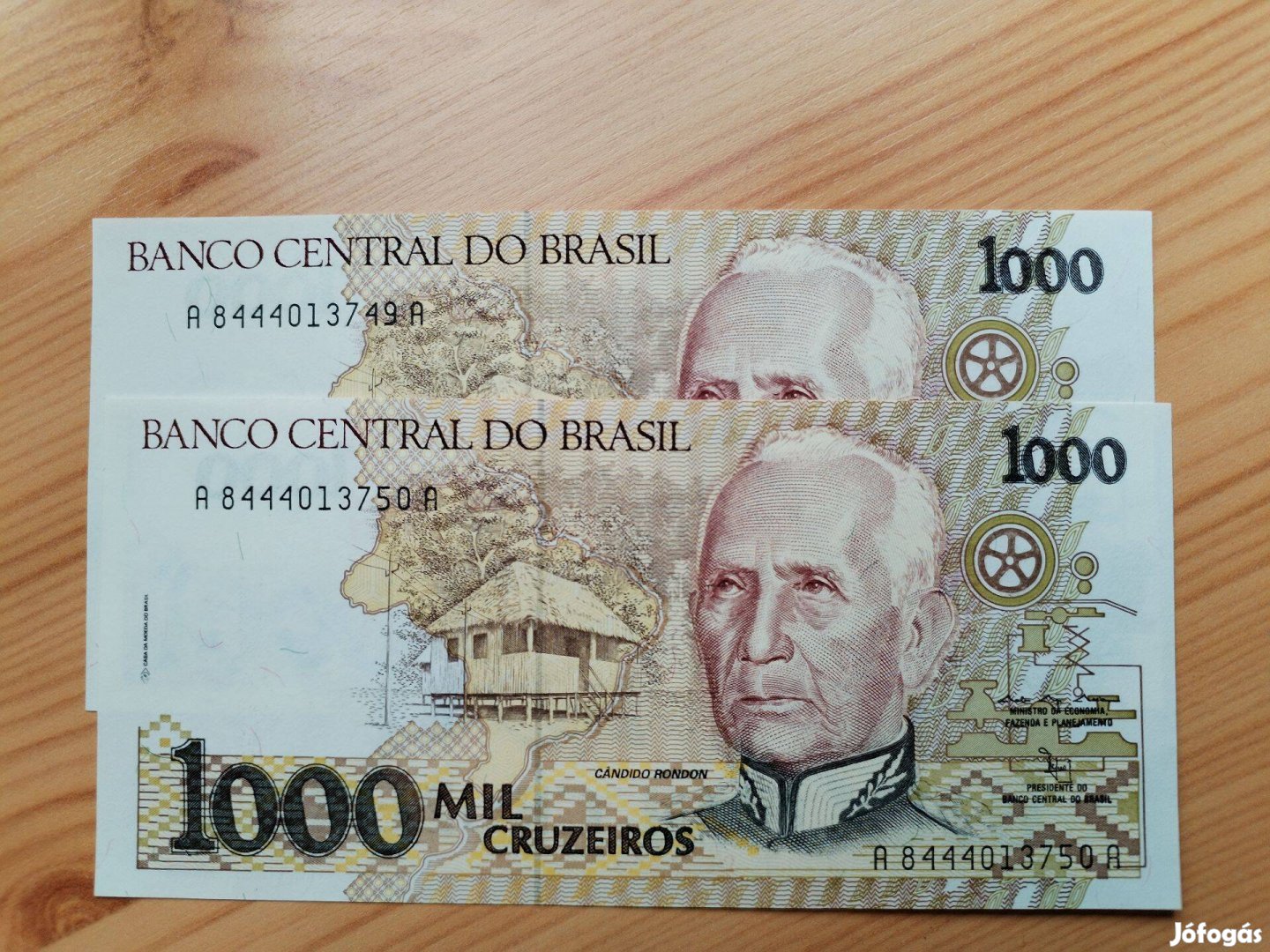 Brazil 1000 Mil cruzeiros 1990-es sorszámkövető 2 db
