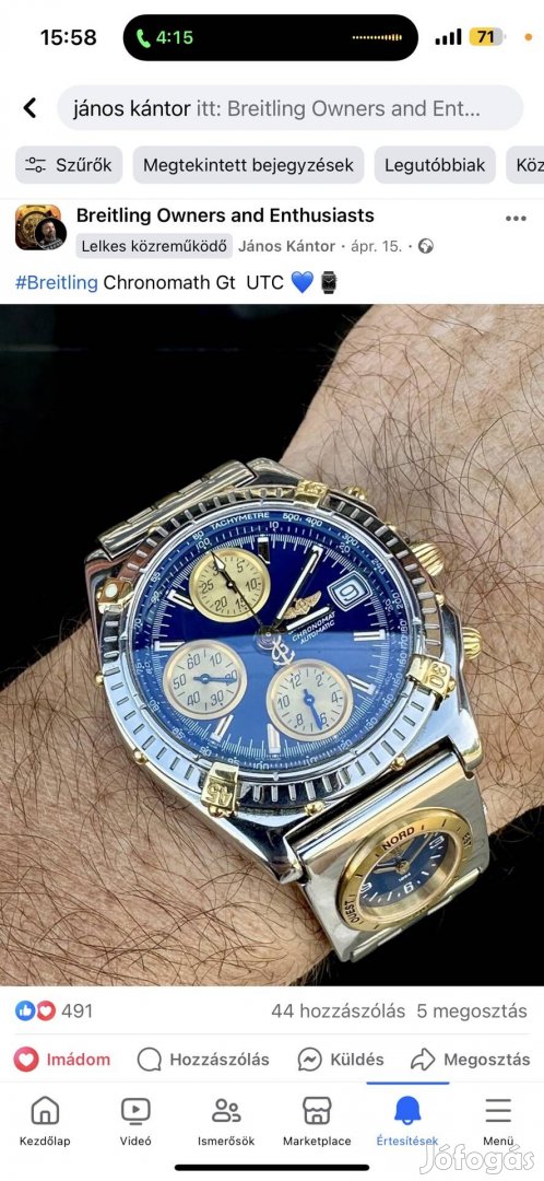 Breitling Chronomat Gt UTC Gold, Arany beszámítás!