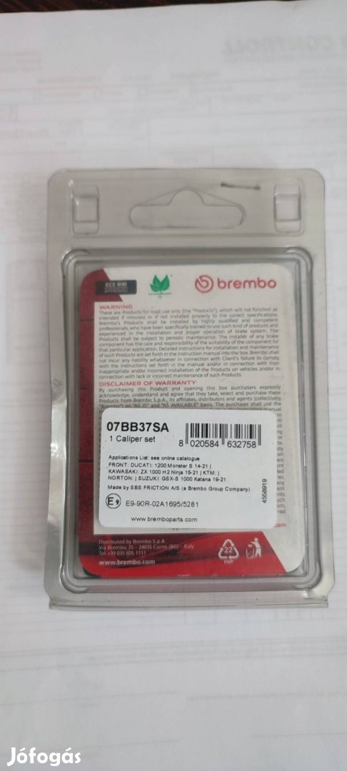 Brembo 07BB37SA - Ducati Kawasaki KTM Suzuki első fékbetét garnitúra 