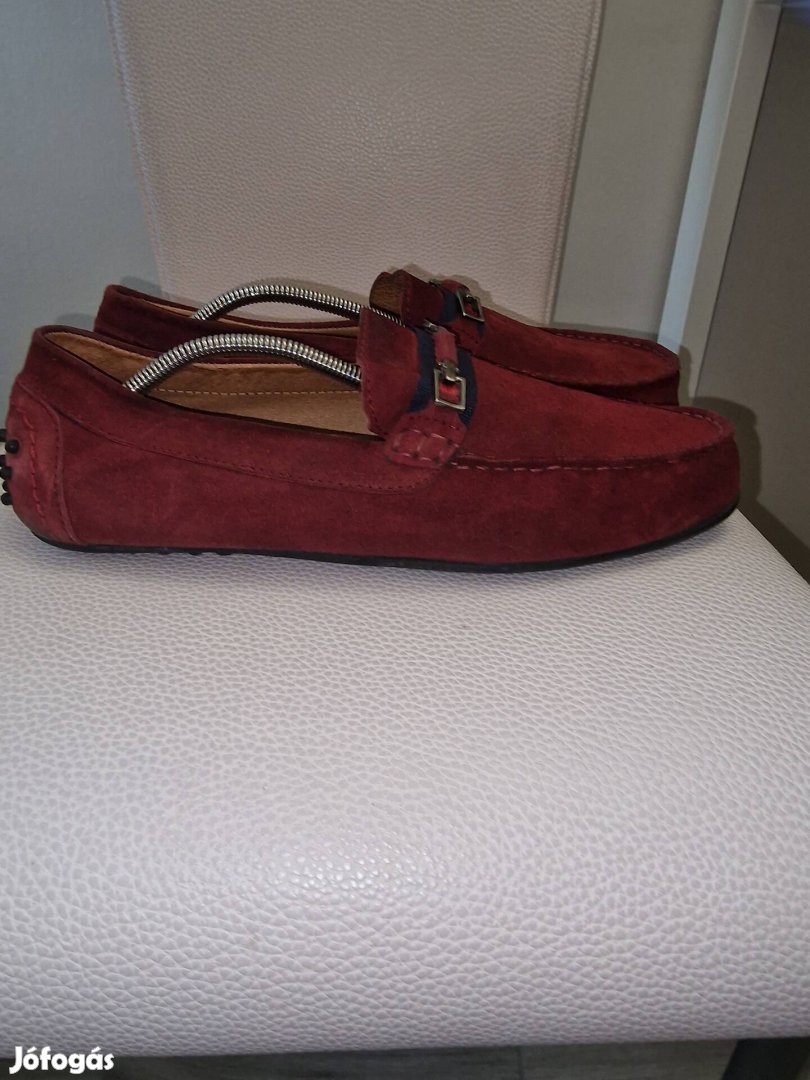 Brett & Sons bőr loafer mokaszin bebújós cipő 46