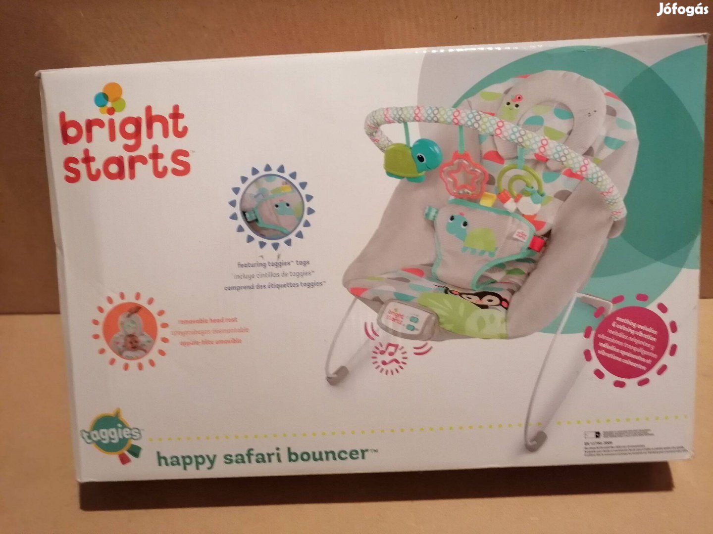Bright Starts rezgő baba pihenőszék dallamokkal Happy Safari
