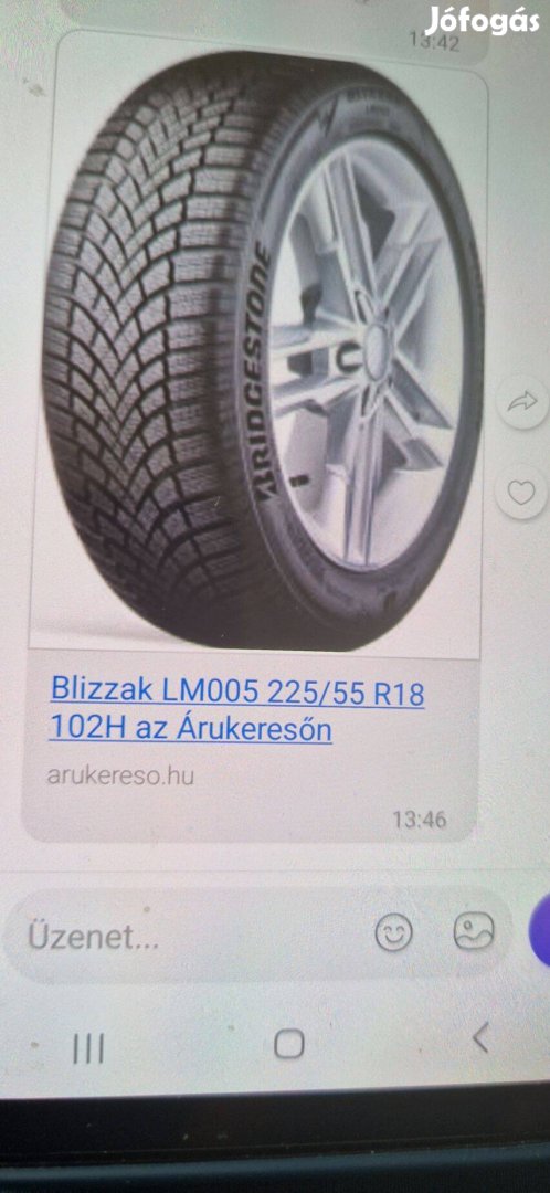 Brigstone 'Blizzak Akciós Áron : 4'db téli gumi, 225x55xR18 méretben.!