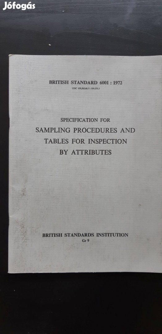 British Standard 6000:1972 Specification For Sampling Procedures