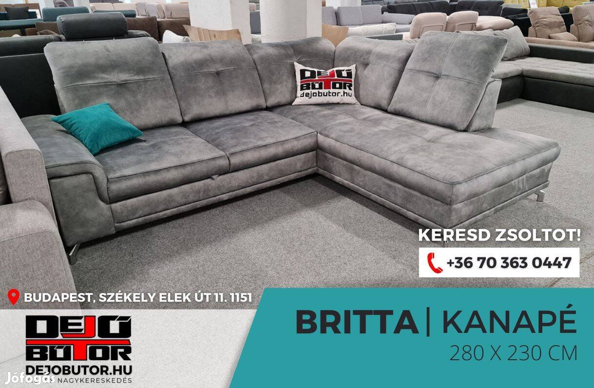Britta XL rugós kanapé 280x230 cm ülőgarnitúra gray sarok ágyazható