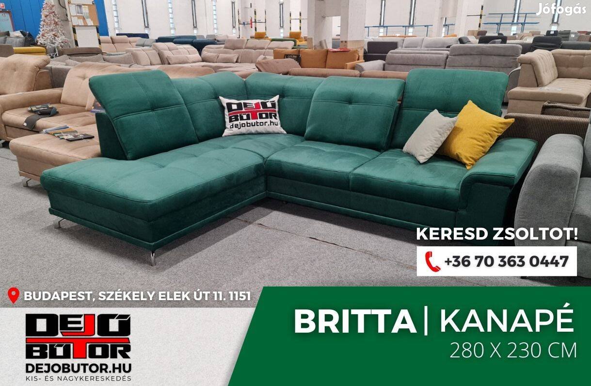Britta rugós kanapé ülőgarnitúra sarok 280x230 cm zöld ágyazható