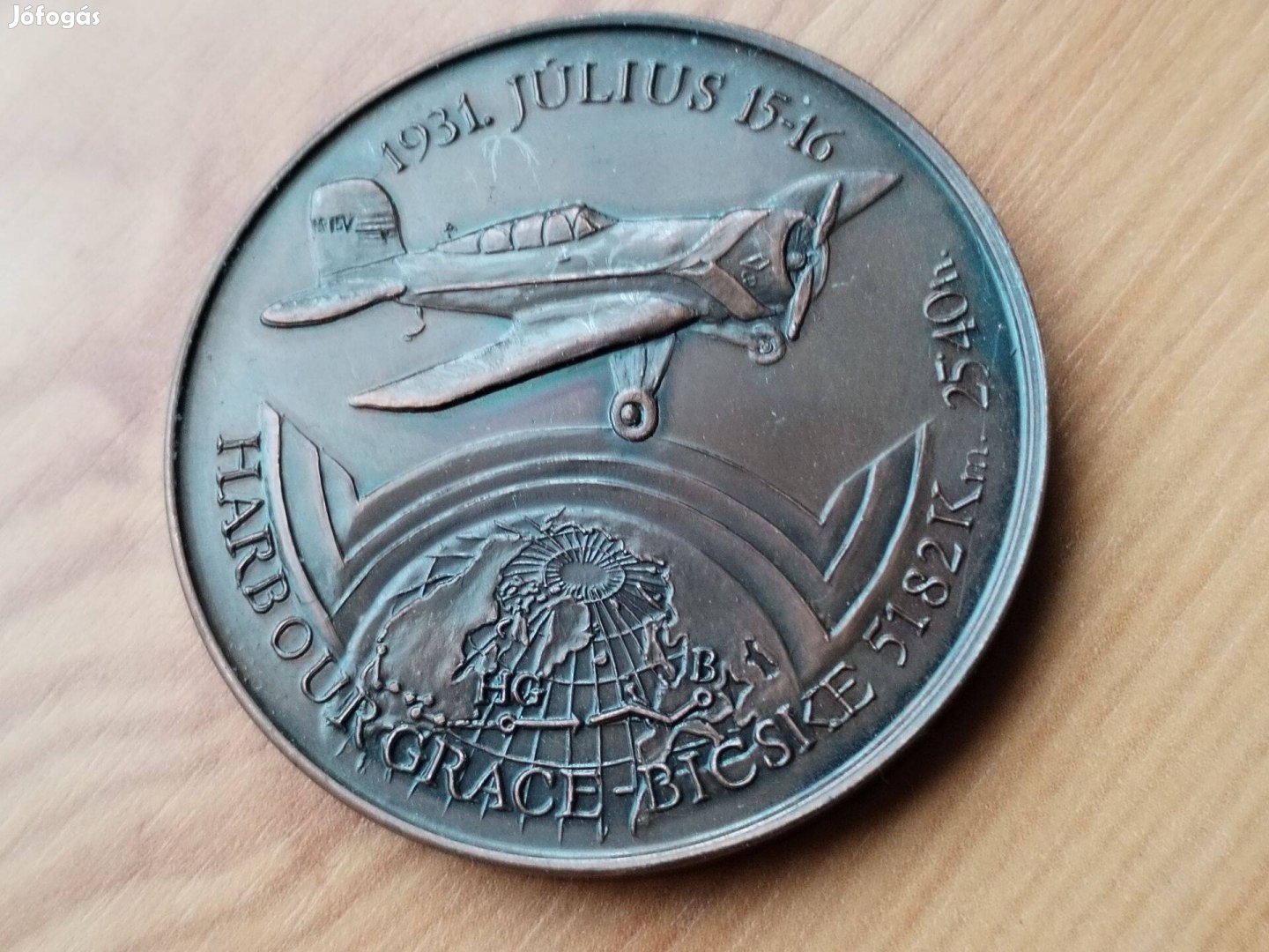 Bronz emlékérem Repülős szép db