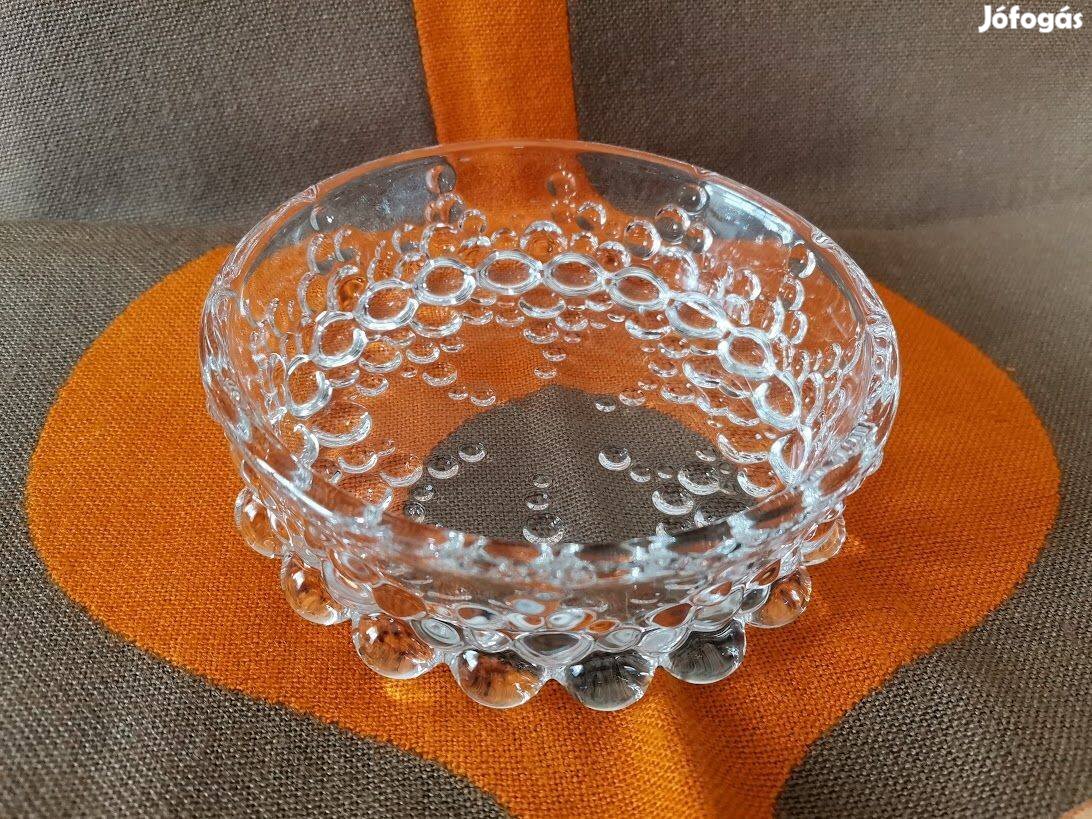 Buborékos kristály üveg kínáló . Német Walther Glass Bolero sorozat