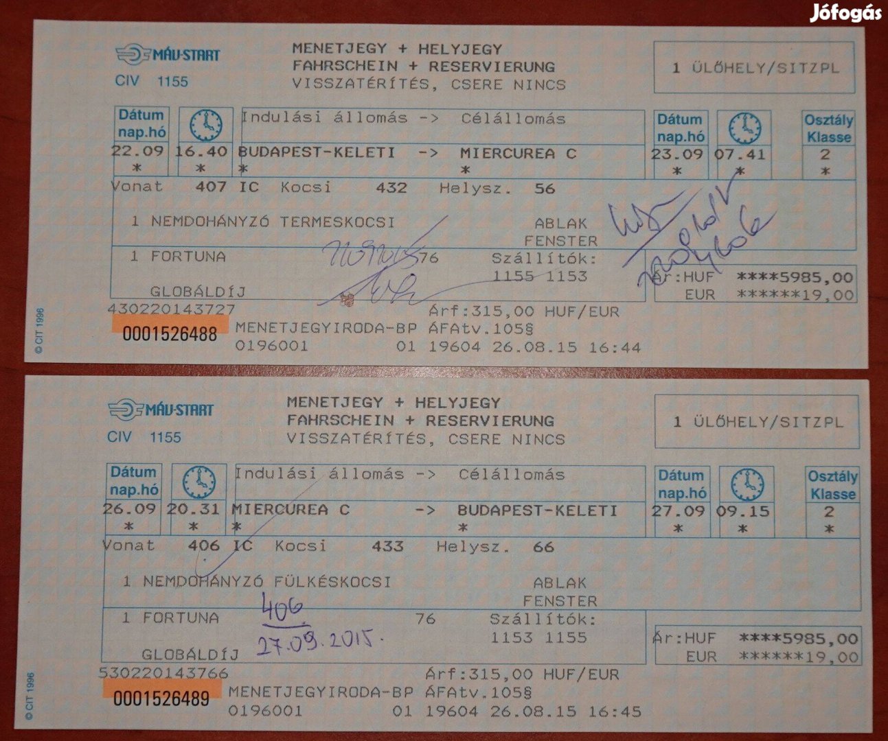 Budapest Csíkszereda retúr vonatjegy