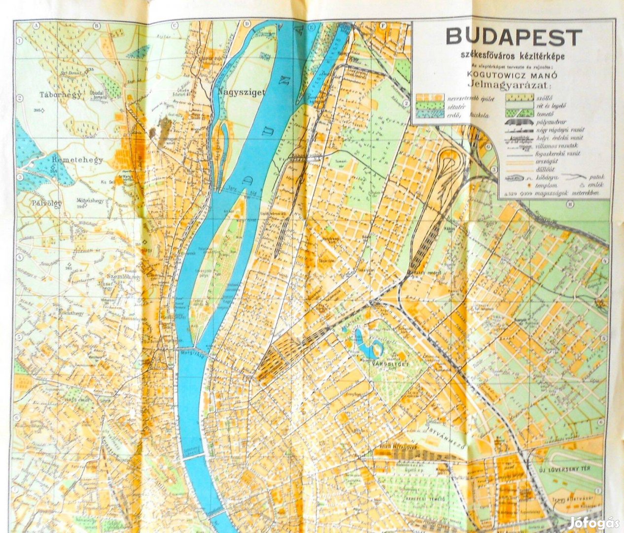 Budapest Székesfőváros kézitérkép 1930-as évek utcajegyzékkel